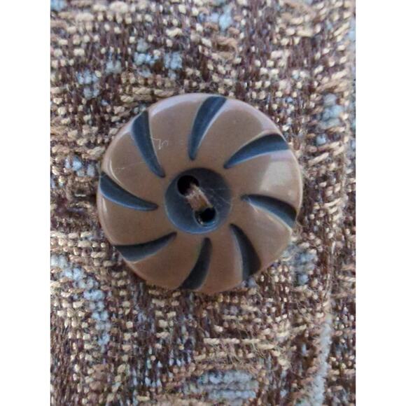 Flashback Blue Brown Full Length Paisley Tapestry Button Up Jacket Womens Size S - Picture 4 of 10